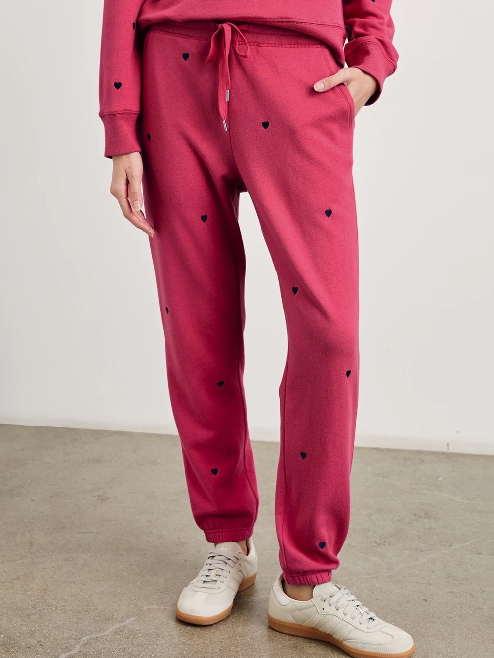 Rails Kingston Heart Embroidered Joggers Pink Midnight Hearts Sz S $138